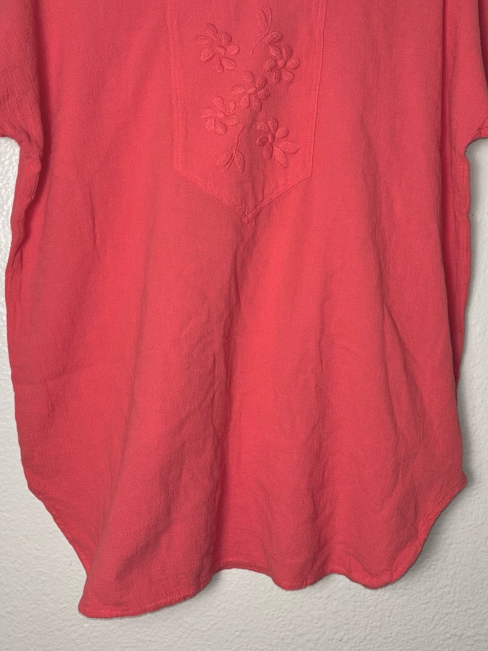 Manta del lago hand embroidered top dolman sleeves woman's size large coral - Picture 8 of 12